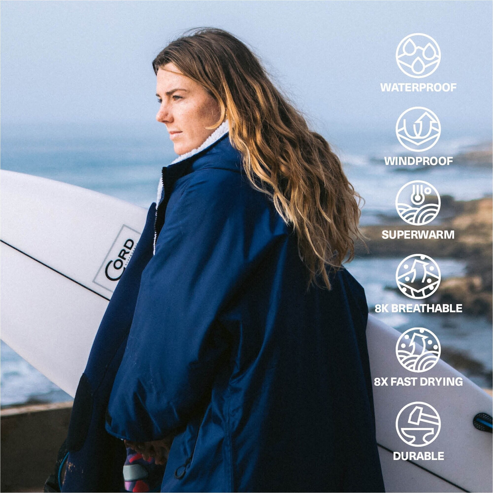 2026 Dryrobe Advance Albornoz De Manga Larga DALSV3 - Azul Marino / Grey